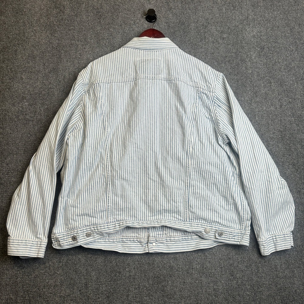 Levis Trucker Jacket Mens XL Blue White Railroad Stripe Denim Coat‎ Casual - Picture 6 of 11